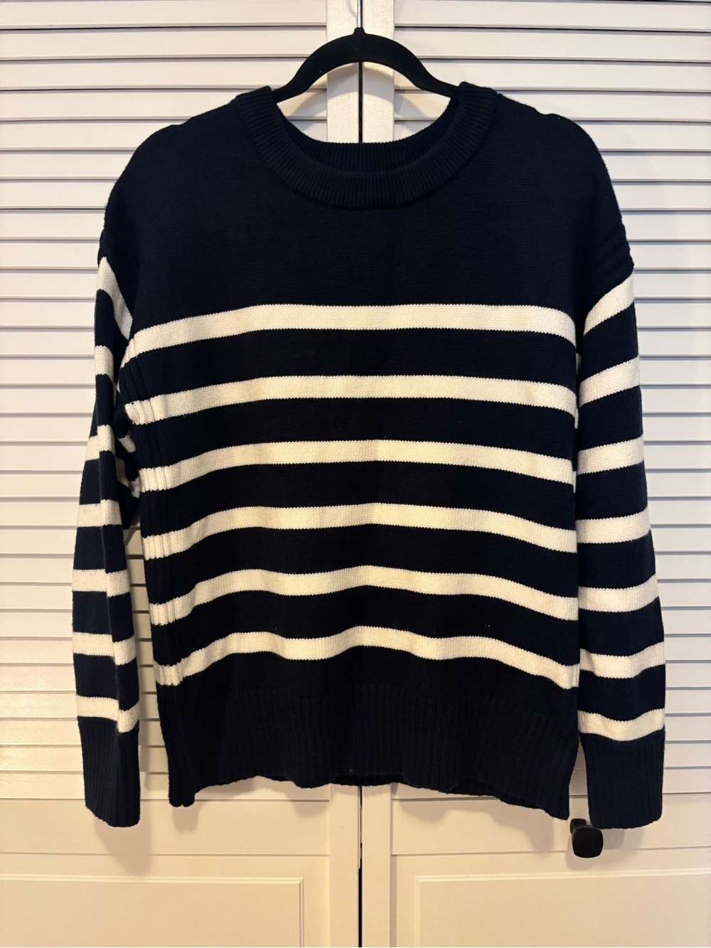 Philosophy Navy and White Striped Crewneck Sweater